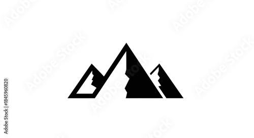 Simple black mountain range logo design for outdoor adventure and travel.