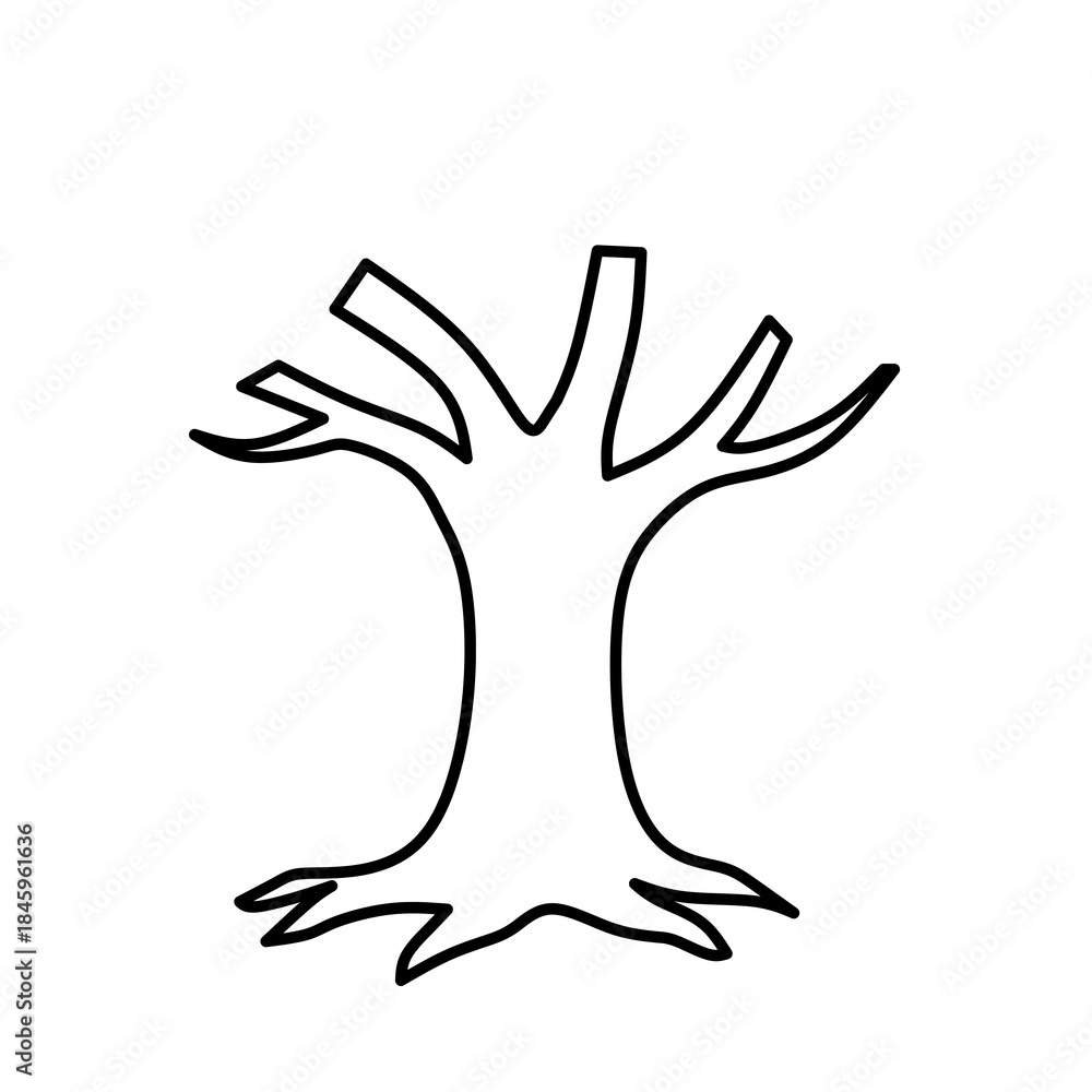 Obraz premium Bare Tree Outline in Hand Drawn Style for Winter Art