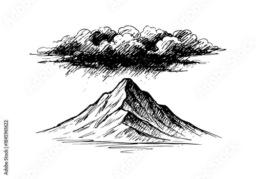 Mountain hand drawn simple sketch vector illustration