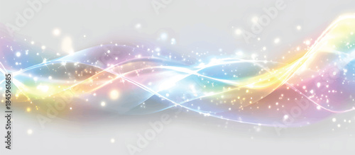 Abstract rainbow light effect with glitter and sparkles on a transparent background