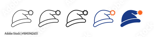 Santa Hat Different Set Vector Icon