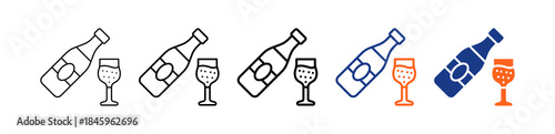 Champagne Different Set Vector Icon