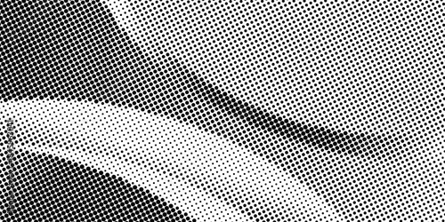 Grunge halftone gradient background. Faded grit noise texture. White and black sandy wallpaper. Retro pixelated backdrop. Anime or manga style comic overlay. Vector graphic design textured template