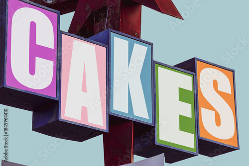 Retro vintage cakes sign