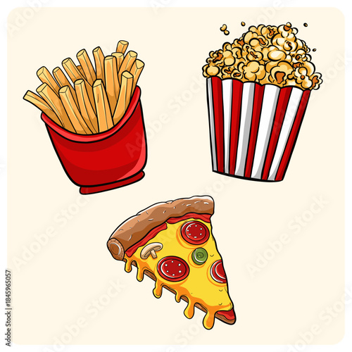 Cartoon French Fries in Red Container Illustration