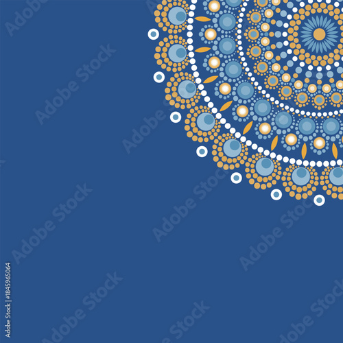 Decorative retro mandala with dotted pattern of corner ornament and copy space