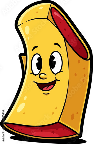 Cute Cartoon Hot Dog Character Smiling.