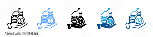Investment Growth icon set multiple style collection