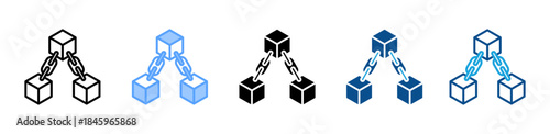 Blockchain icon set multiple style collection
