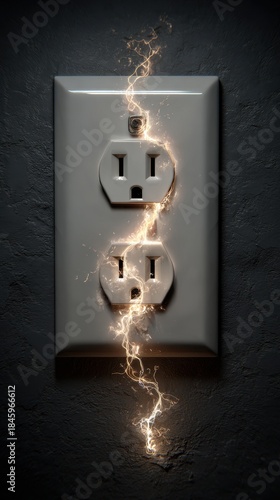 Volatile Energy - A Powerful Electrical Arc Cracks a Smoking Wall Outlet.