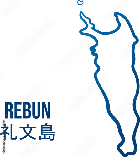 Rebun island at Hokkaido prefecture, Japan simple shape abstract map. 