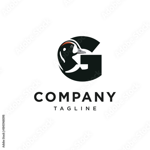 Letter G Harlequin Duck Logo Icon Vector