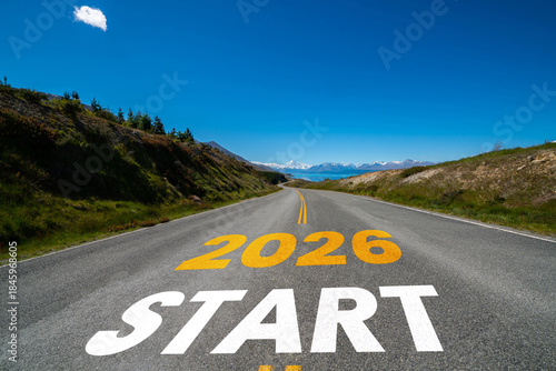Billede på lærred 2026 New Year road trip travel and future vision concept