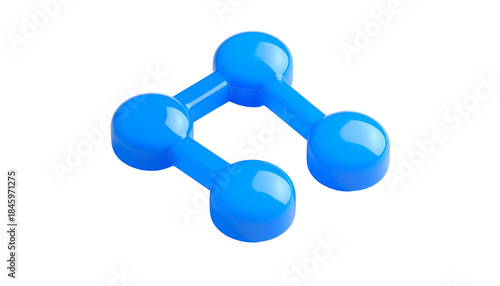 3D-rendered, bright blue, molecular-like shape against a black background