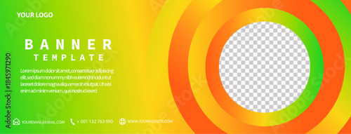 Abstract Gradient Background Banner Template in Green Yellow Orange