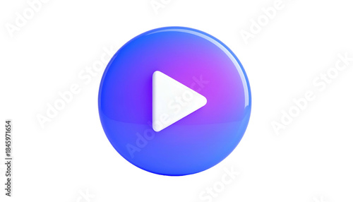 Shiny, gradient-colored circular play button with a white triangle on a black background