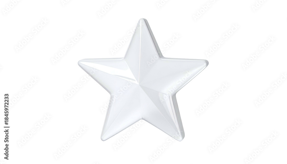 Fototapeta premium Shiny, five-pointed star with white, glossy finish and a slight, subtle shadow