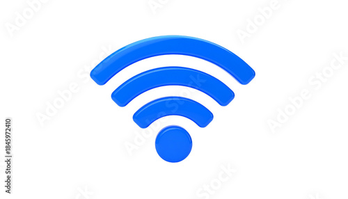 3D-rendered, glowing blue wireless internet symbol against a stark black background
