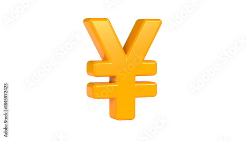 3D render of a golden yen currency symbol on a black background