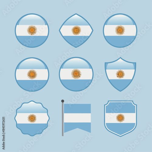Argentina flag collection with various shapes and designs.
