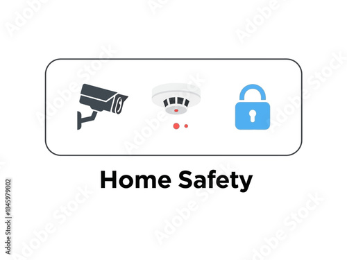 Home Safety Icons Representing Security and Protection Measures