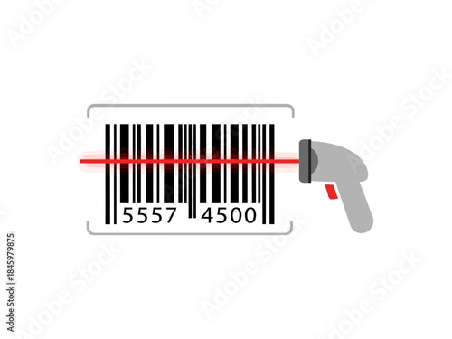 Barcode Scanning Technology with Red Laser Beam and Scanner Device