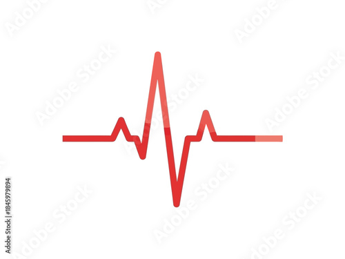 Vibrant red graphic of an ECG line, symbolizing a healthy heartbeat and vital signs. Represents medical health, life, and the continuous rhythm of well-being