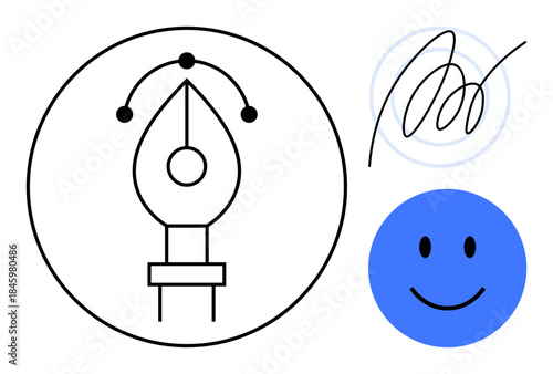 Pen tool illustration. Pen tool signifies creativity in graphic design and digital art. Pen tool used in vector editing, logo creation, and branding. Ideal for design, branding, creativity