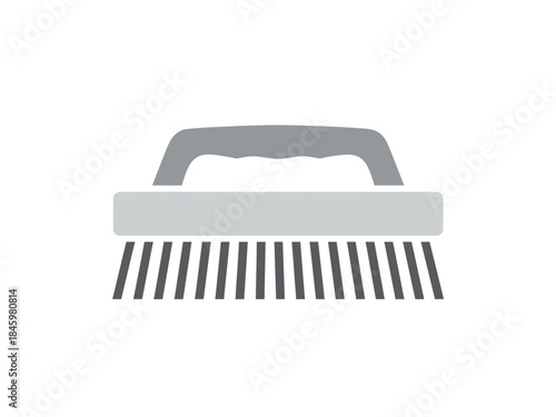 A simple icon of a scrub brush with gray bristles and a gray handle, symbolizing cleaning and maintenance