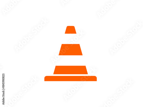 Minimalist orange traffic cone symbol representing road safety, construction work, and warning signs for temporary obstructions or restricted access areas
