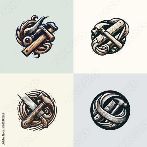 Carpentry tools logo template vector illustration design