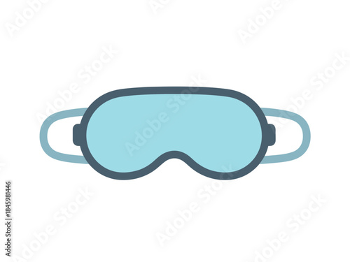 Simple flat vector illustration of a blue sleeping mask for eye comfort, travel, and blocking light, isolated on a white background for rest and relaxation concepts