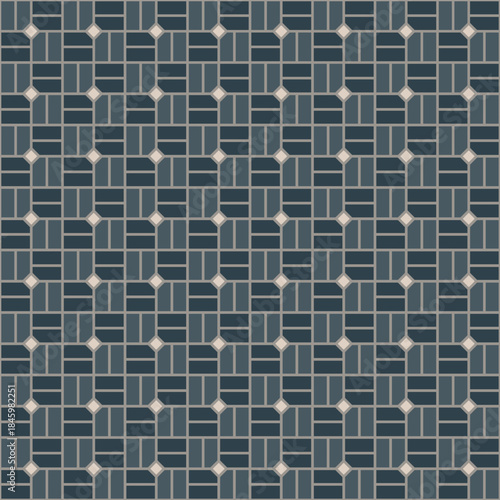Geometric Seamless Brick Pattern with Diamond Accent in Neutral Color Palette