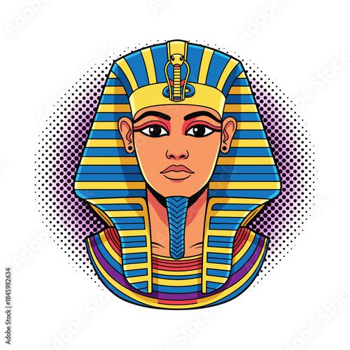 Ancient Egyptian pharaoh, pop art flat vector illustration
