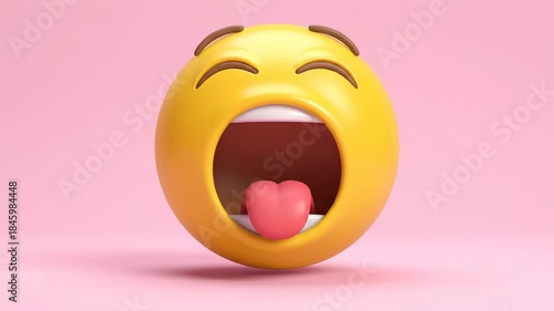 Yawning Emoji on Pink Background A Symbol of Sleepiness and Boredom.