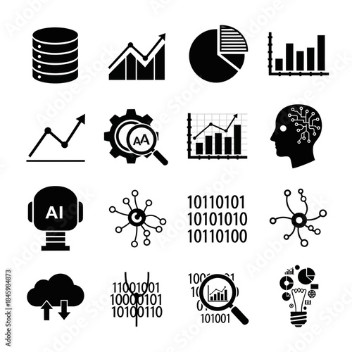Data science and machine learning concepts show innovation, analytics, and insights, perfect for technology and business presentations, originally vector