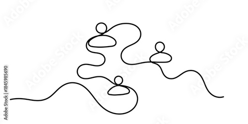 Social Collaboration Continuous Line Editable Stroke Line, Continuous One Line Drawing Teamwork Icons Concept. Vector illustration