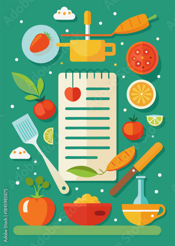 Recipe Card Template with Cooking Instructions and Ingredients