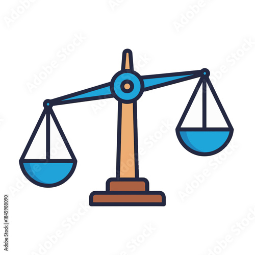 A graphic illustration of a balance scale, with the left side slightly lower than the right, symbolizing imbalance or an ongoing measurement.