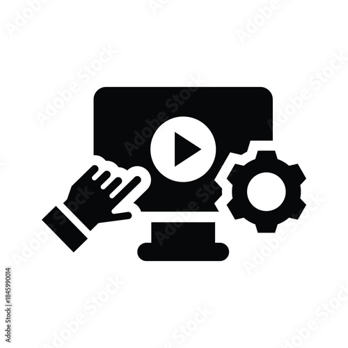 video tutorial glyph icon illustration vector graphic.eps