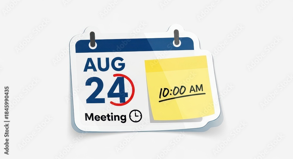 Fototapeta premium Tear-off calendar page highlights an important date and scheduled appointment time