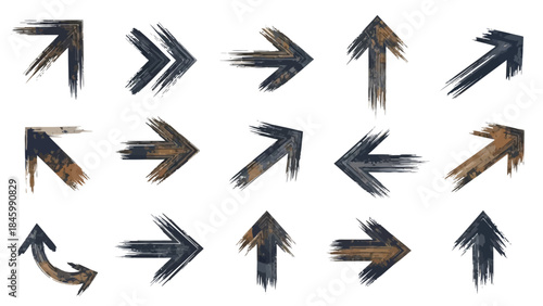 Collection of Hand-Painted Grunge Arrows Directions, Navigation, and Design Elements