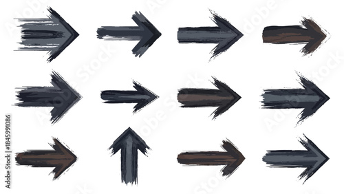 Set of Various Drawn Arrows on White Background for Web Design, Navigation and Directional Elements