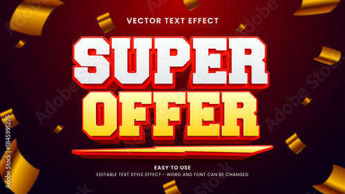 super offer editable text effect 3d vector