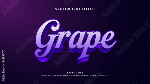 grape editable text effect 3d vector