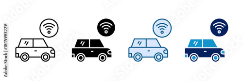 Autonomous Vehicle Icon Set Multiple Style Collection