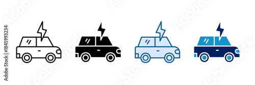 Electric Vehicle Icon Set Multiple Style Collection