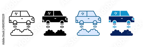 Flying Car Icon Set Multiple Style Collection