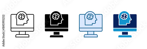 Brain Computer Interface Icon Set Multiple Style Collection