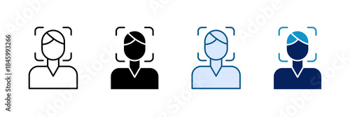Facial Recognition Icon Set Multiple Style Collection